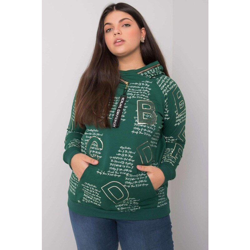MladaModa Vzorovaná mikina Adele so zipsom na kapucni tmavozelená 57233961