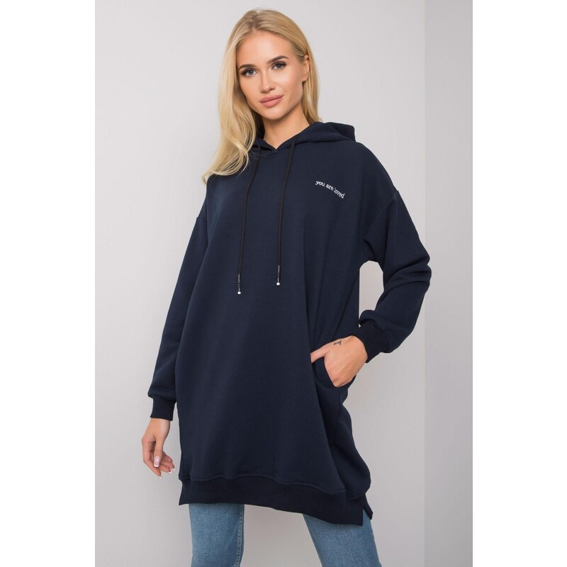 MladaModa Predlžená mikina Indira s kapucňou a vreckami námornícka 57233975