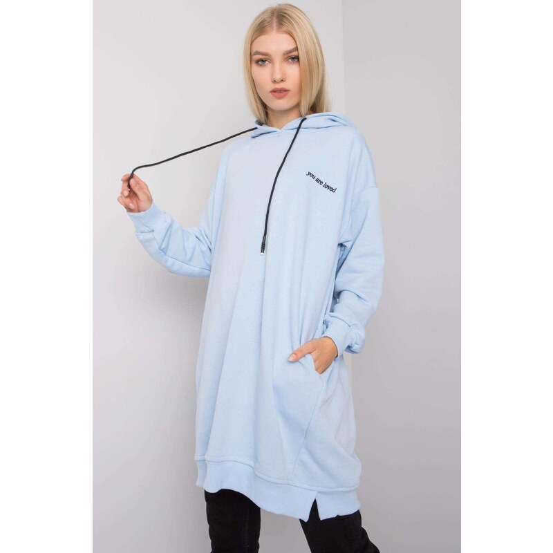 MladaModa Predlžená mikina Indira s kapucňou a vreckami svetlomodrá 57233973
