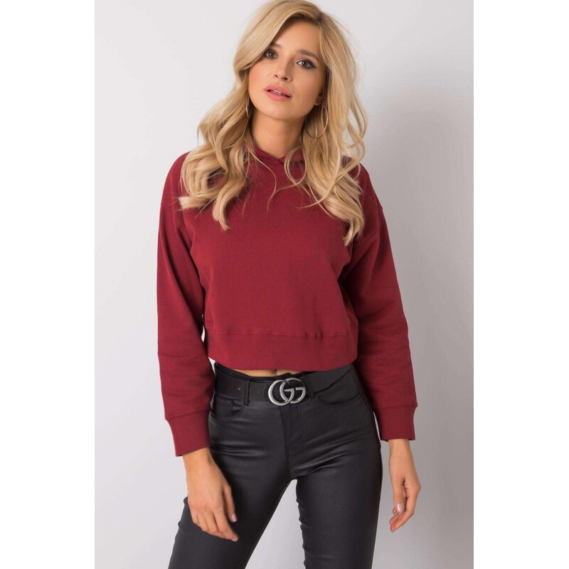 MladaModa Krátka mikina Henson s kapucňou bordová 57233984