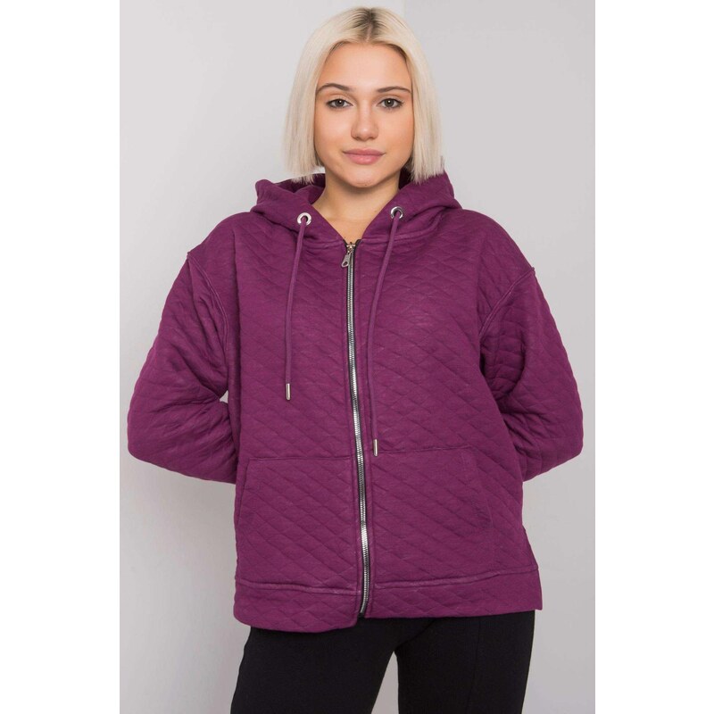 MladaModa Prešívaná mikina Arezzo so zipsom a kapucňou fialová 57233990