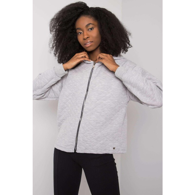 MladaModa Prešívaná mikina Melanie so zipsom a kapucňou šedá 57233991