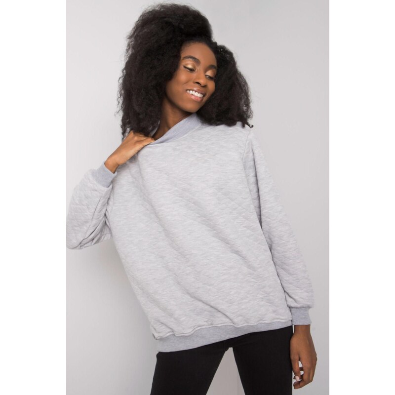 MladaModa Prešívaná mikina Chloe bez kapucne šedá 57233997