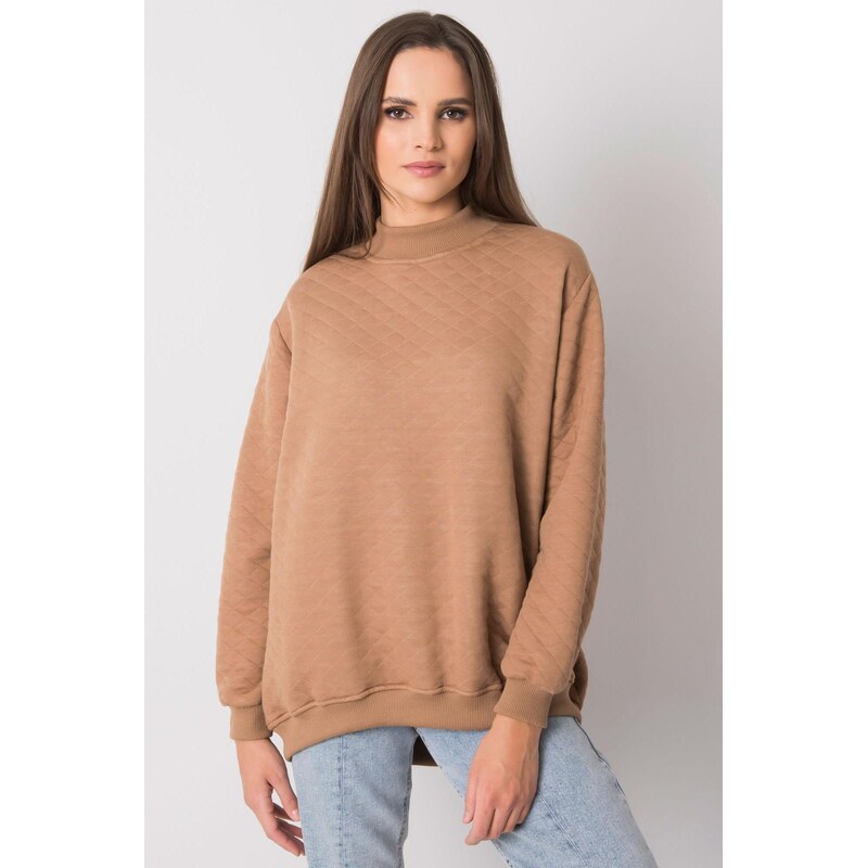 MladaModa Prešívaná mikina Chloe bez kapucne farba camel 57233998