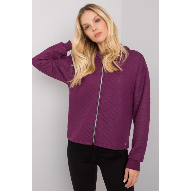 MladaModa Prešívaná mikina Melanie so zipsom a kapucňou fialová 57233996