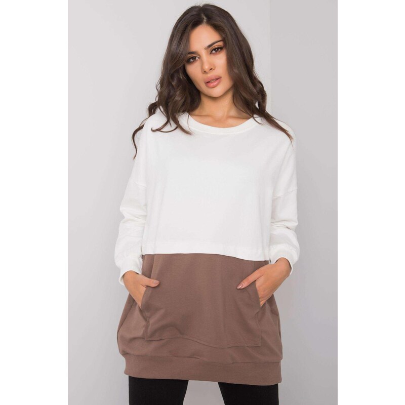 MladaModa Dvojfarebná mikina Hartsville s klokaním vreckom biela 57234013