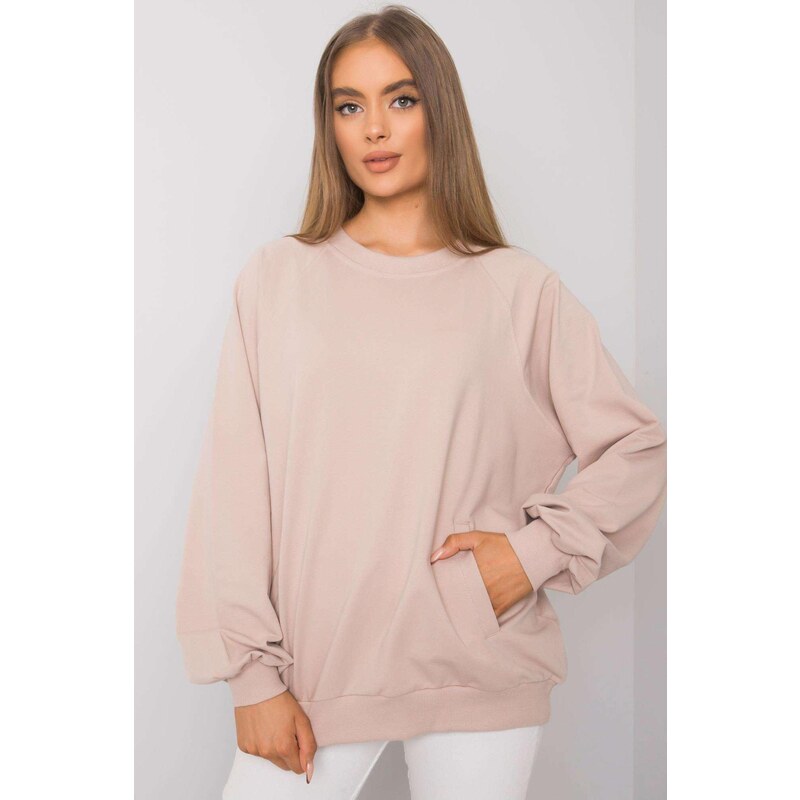 MladaModa Bavlnená mikina Gaelle bez kapucne béžová 57234014