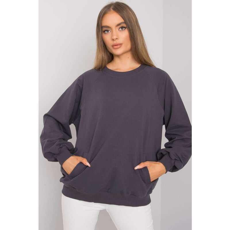 MladaModa Bavlnená mikina Gaelle bez kapucne grafitová 57234015