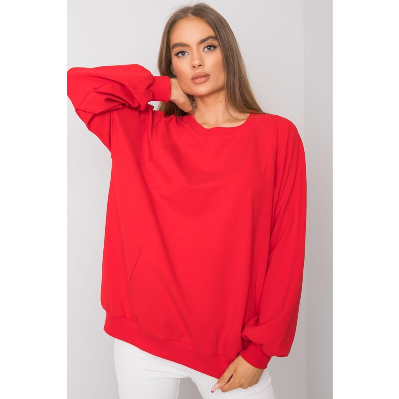 MladaModa Bavlnená mikina Gaelle bez kapucne červená 57234016