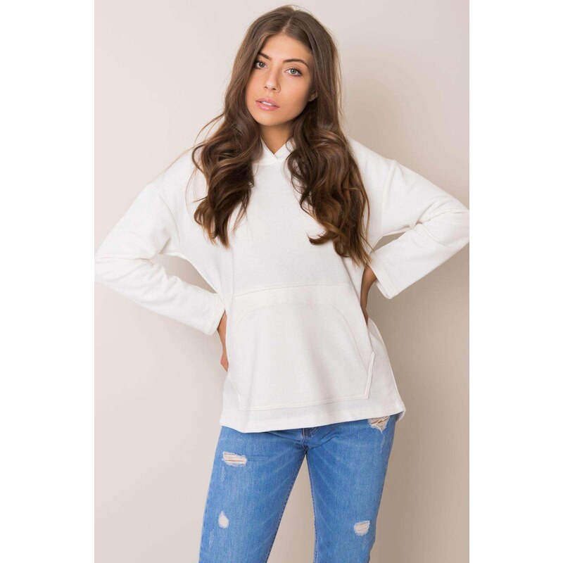 MladaModa Mikina Hattie s klokaním vreckom a kapucňou farba ecru 57234028