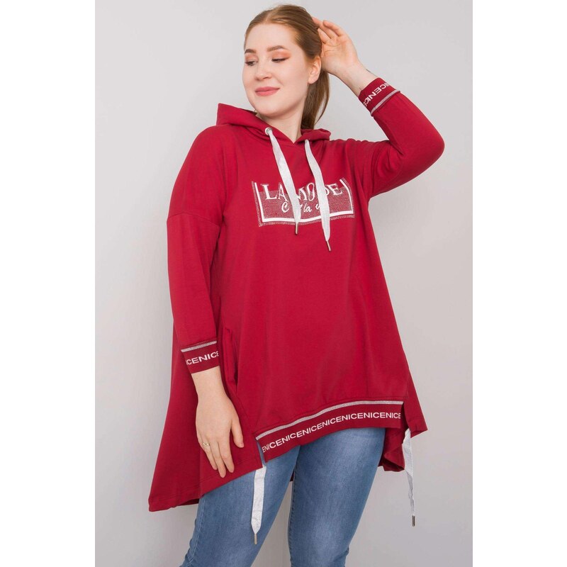 MladaModa Predlžená mikina s nápisom La Mode bordová 57234090
