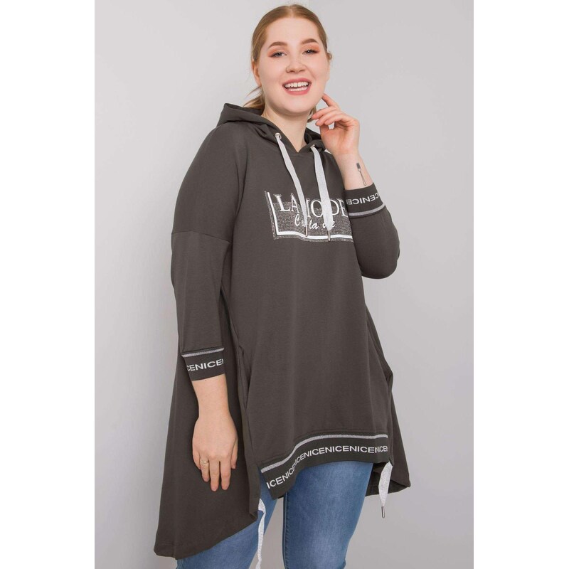 MladaModa Predlžená mikina s nápisom La Mode farba khaki 57234092