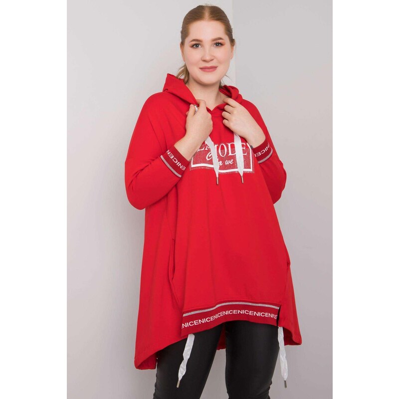 MladaModa Predlžená mikina s nápisom La Mode červená 57234093