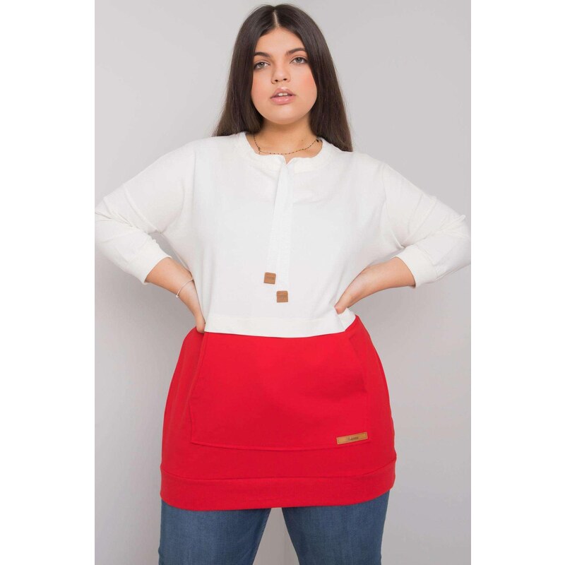 MladaModa Dvojfarebná mikina Sira s klokaním vreckom biela+červená 57234097