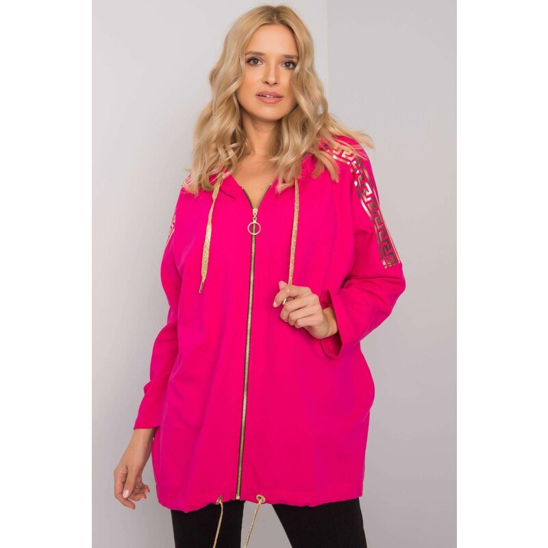 MladaModa Predlžená mikina Athens so zipsom a kapucňou fuksiová 57234098