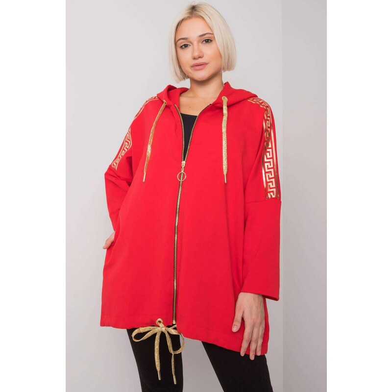 MladaModa Predlžená mikina Athens so zipsom a kapucňou červená 57234099
