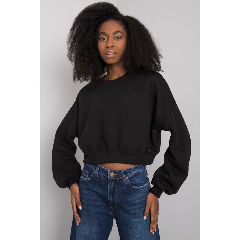 MladaModa Krátka prešívaná mikina Crystal s voľnými rukávmi čierna 57234112