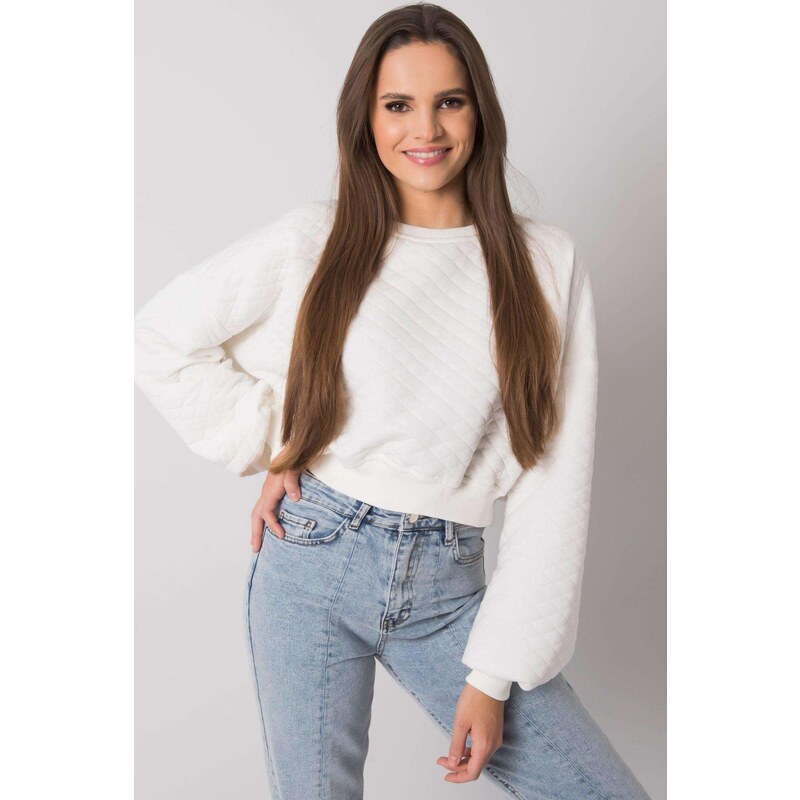 MladaModa Krátka prešívaná mikina Crystal s voľnými rukávmi farba ecru 57234114