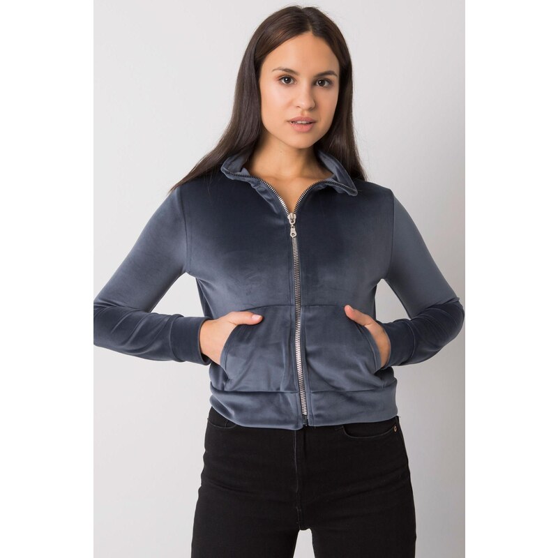 MladaModa Velúrová mikina Charley na zips grafitová 57234118