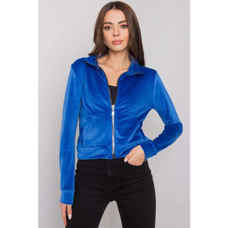 MladaModa Velúrová mikina Charley na zips kráľovská modrá 57234121