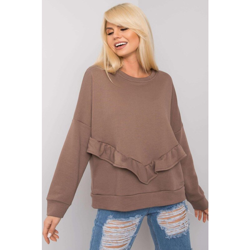 MladaModa Mikina Frose s volánmi vpredu hnedá 57234128