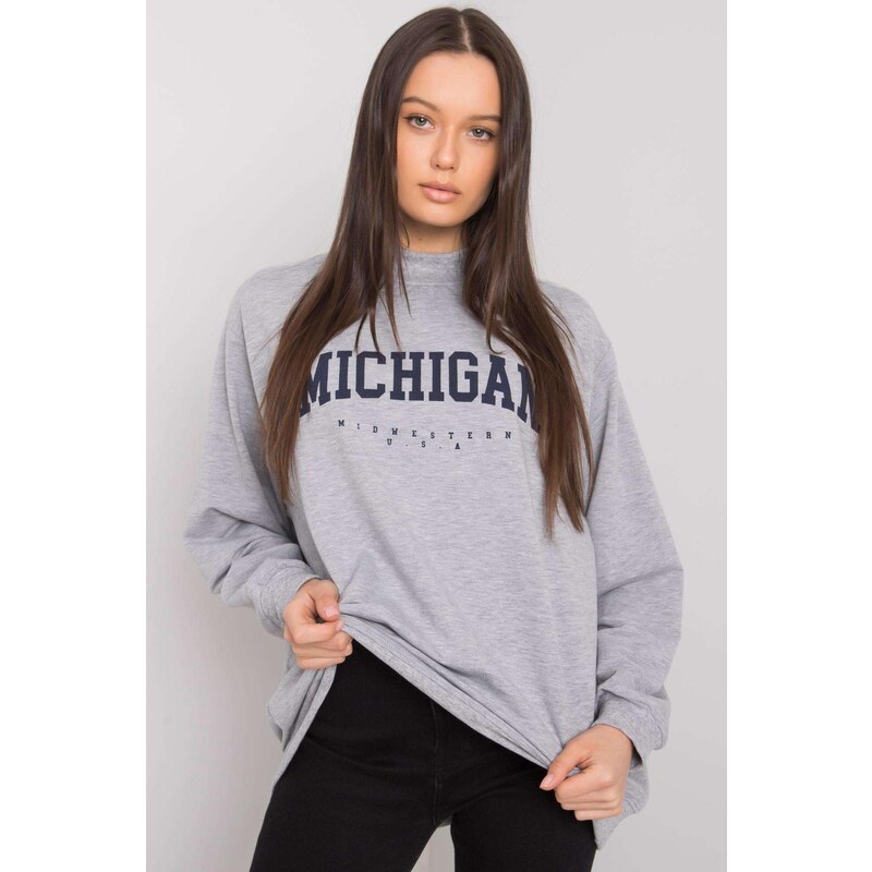 MladaModa Mikina s nápisom Michigan šedá 57234132