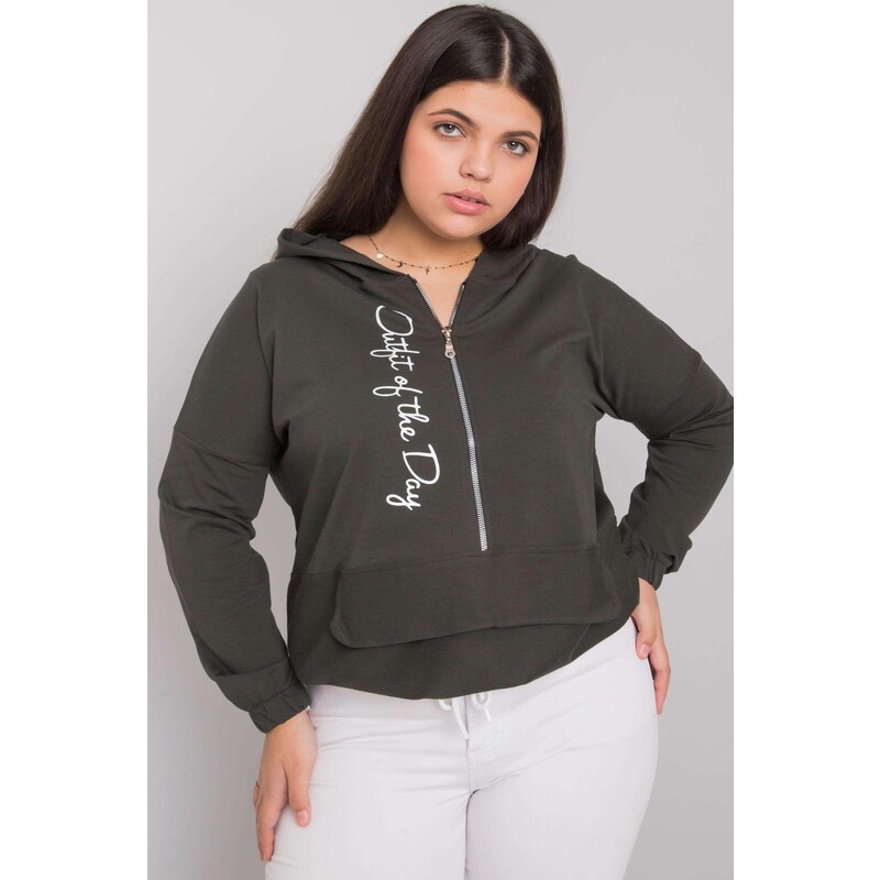 MladaModa Oversize mikina Kaylee so zipsom farba khaki 57234175