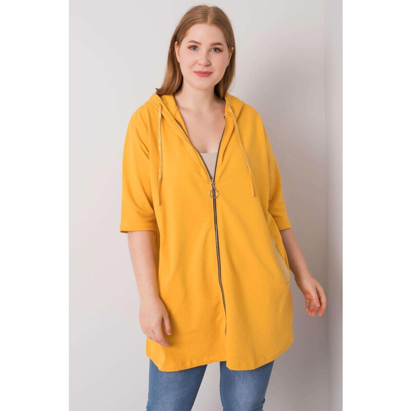 MladaModa Oversize mikina Lounes na zips horčicová 57234191