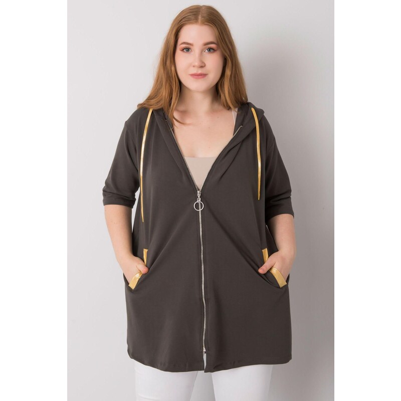 MladaModa Oversize mikina Lounes na zips farba khaki 57234192