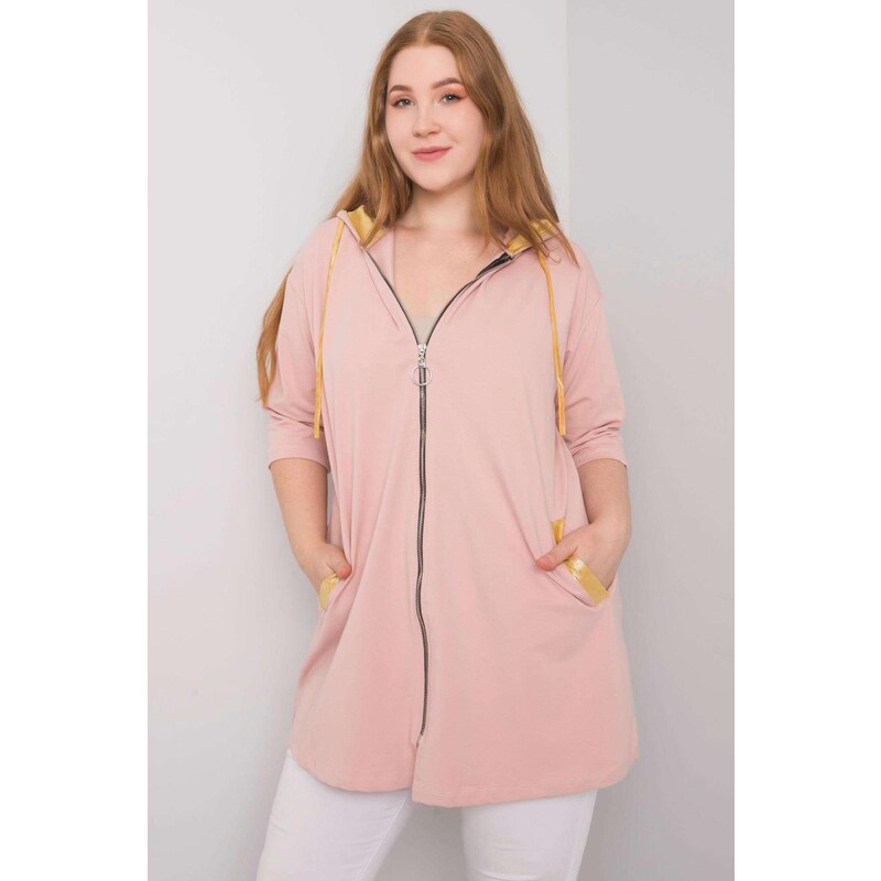 MladaModa Oversize mikina Lounes na zips pudrovo ružová 57234190