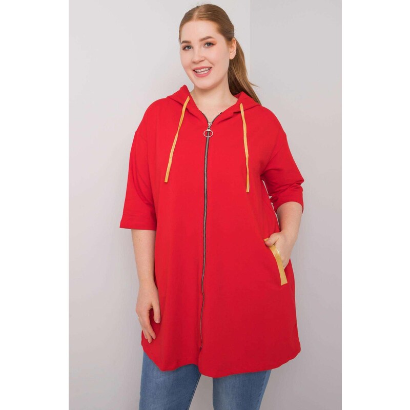 MladaModa Oversize mikina Lounes na zips červená 57234194