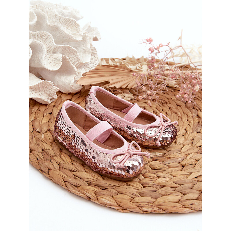 Boto Detské lodičky zdobené flitrami ružové Weries 64644063