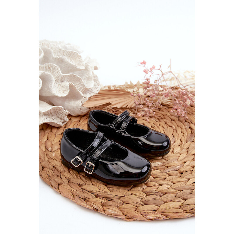 Boto Čierne lakované detské baletky s pásikmi Margenis 64644019
