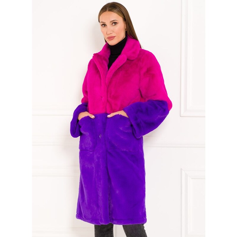 Due Linee Dámsky obojstranný kabát fuchsiová - fialová 27541763