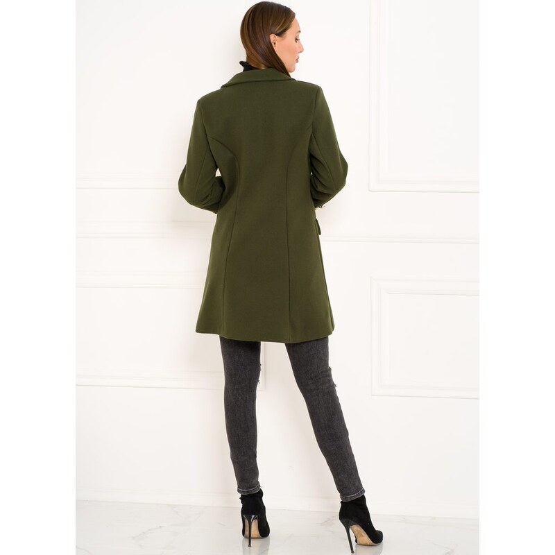 CIUSA SEMPLICE Dámsky kabát so zlatými gombíkmi tmavo zelená