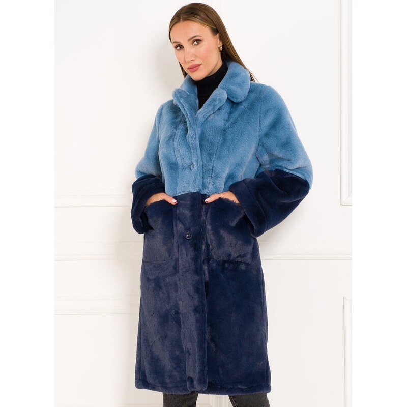 Due Linee Dámsky obojstranný kabát kombinácia modrej 27541761