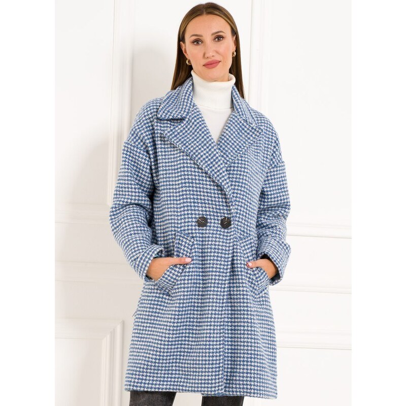 Glamorous by Glam Dámsky kabát kohútia stopa modrý 27541751