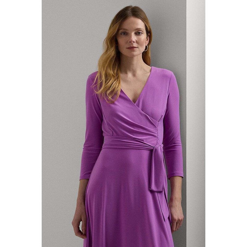 Šaty Lauren Ralph Lauren fialová farba, mini, áčkový strih, 250769904