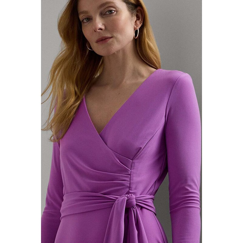 Šaty Lauren Ralph Lauren fialová farba, mini, áčkový strih, 250769904