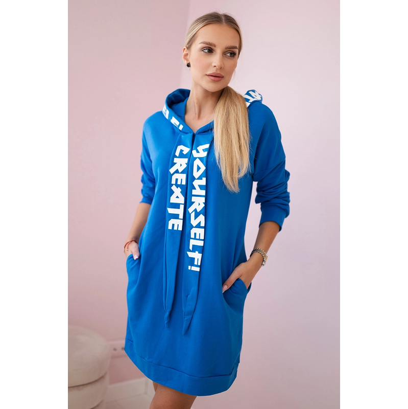 Oversize džínsové šaty s kapucňou 64237671