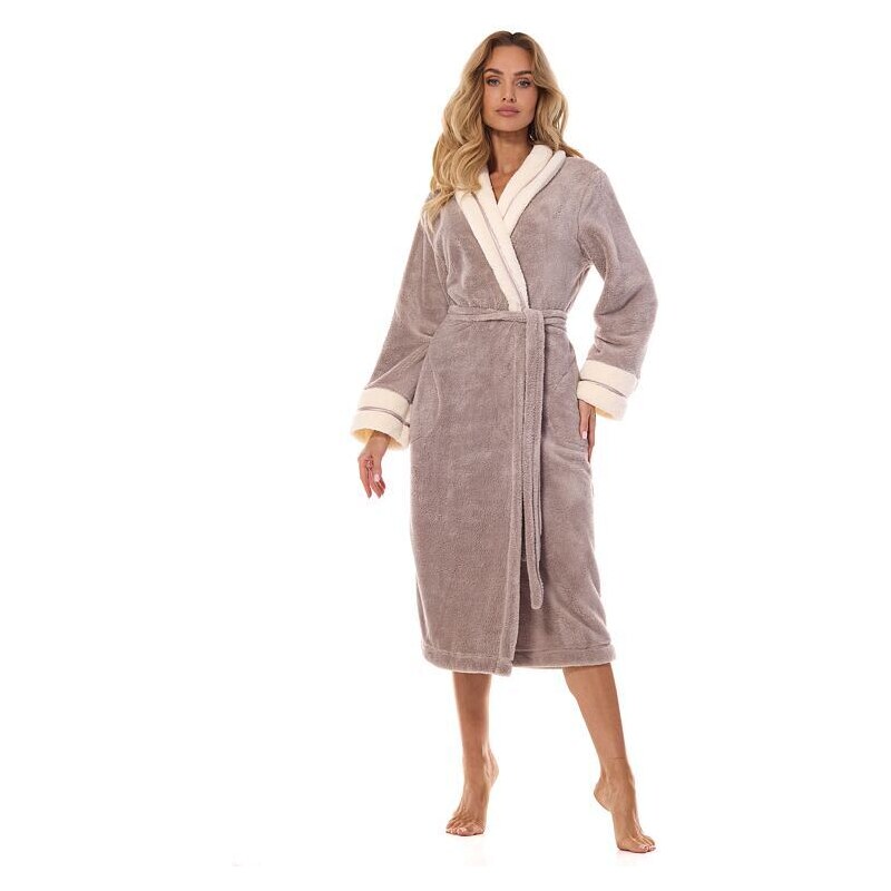 L&L Huňatý župan Madame béžovo-biely 53699896