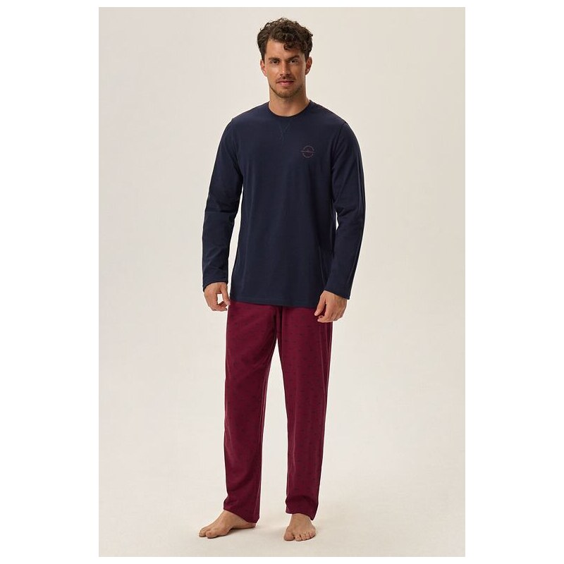 Henderson Pánske pyžamo Hope modro-vínové PREMIUM 57956877
