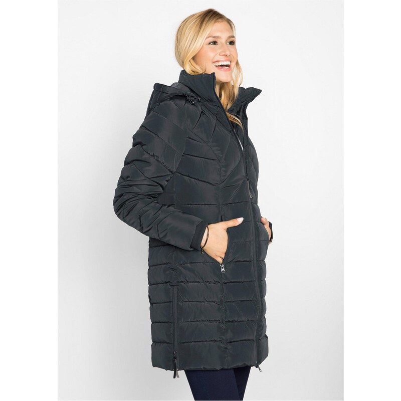 bonprix Dlhá prešívaná bunda, vatovaná, farba čierna 45348713