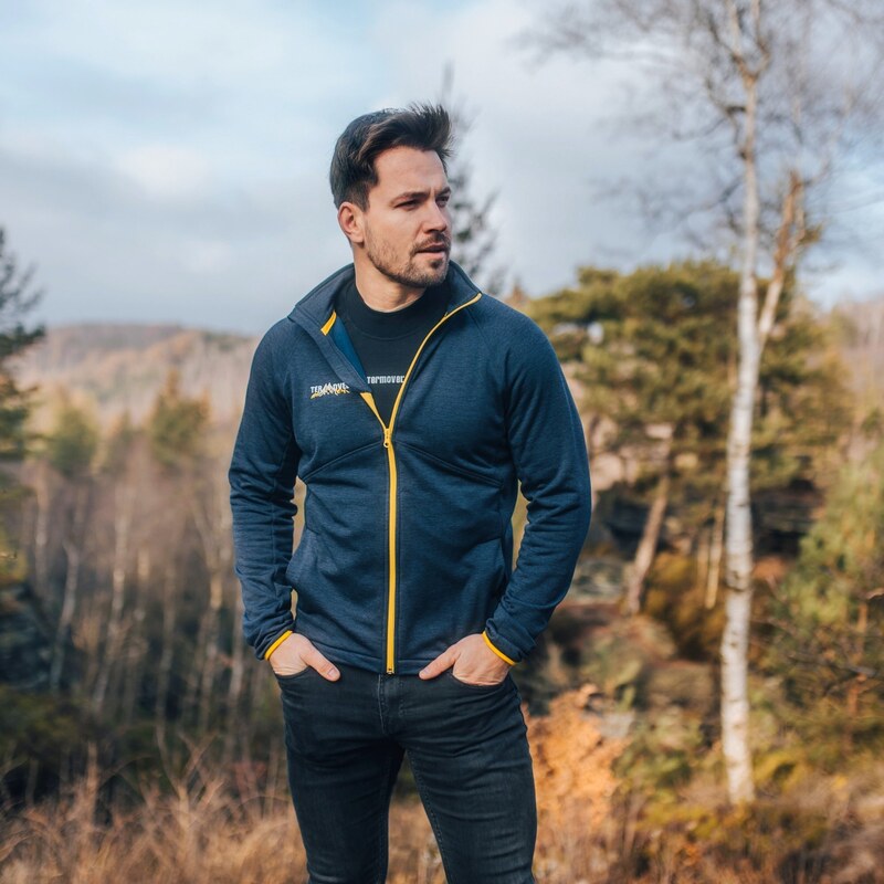 TERMOVEL Tmavomodrá pánska funkčná mikina na zips 57341277