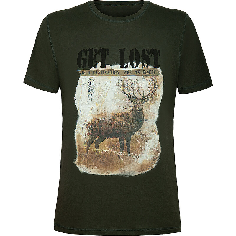 TERMOVEL Pánske khaki tričko s krátkym rukávom a potlačou Get lost 57341281