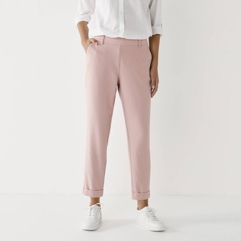 Jednofarebné úzke 7/8 keperové nohavice sivoružová 040 Blancheporte 57360275