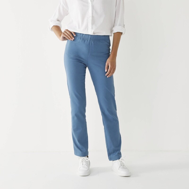 Zoštíhľujúce nohavice s pružným pásom a efektom plochého brucha modrá 57360287