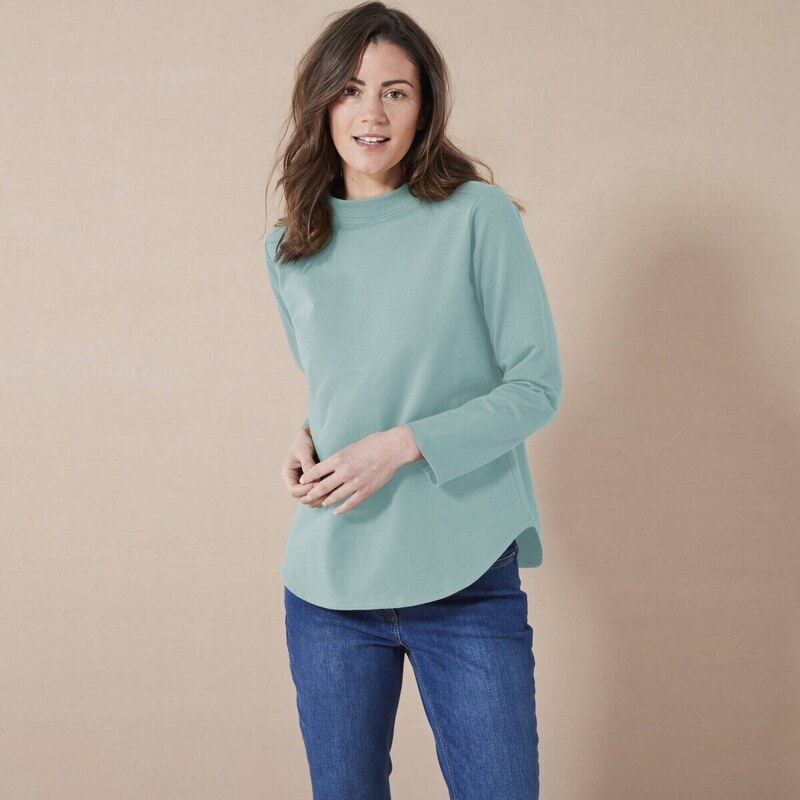 Moltonové hrejivé tričko so stojačikom tyrkysová 036 Blancheporte 57360289