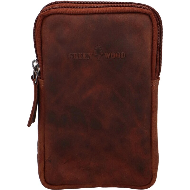 Green Wood Praktická kožená crossbody Indila, hnedá 66420371