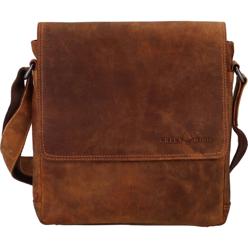 Pánska kožená crossbody Olivier Green Wood, koňaková 66816999